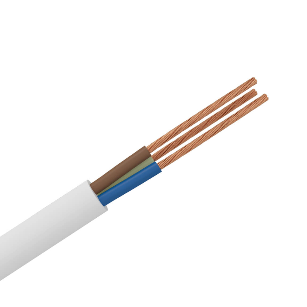 Stromkabel Elektrokabel H05VV-F 3-adrig 3x0,75 Weiß 1 meter